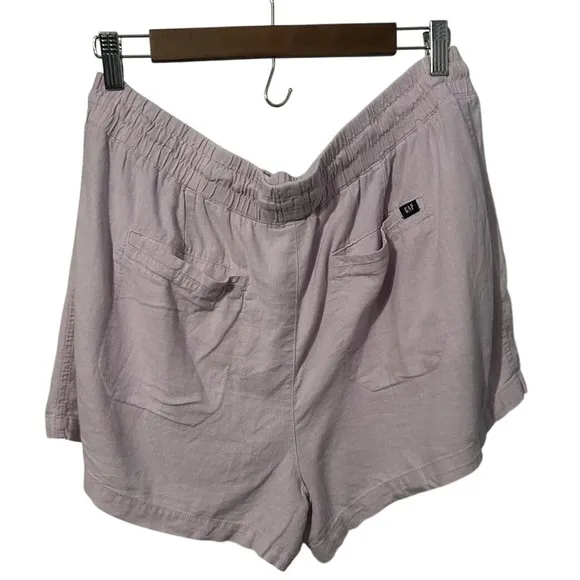 GAP Women XL Utility Pull-On Drawstring Linen Purple Shorts Casual Summer Lounge - Image 6