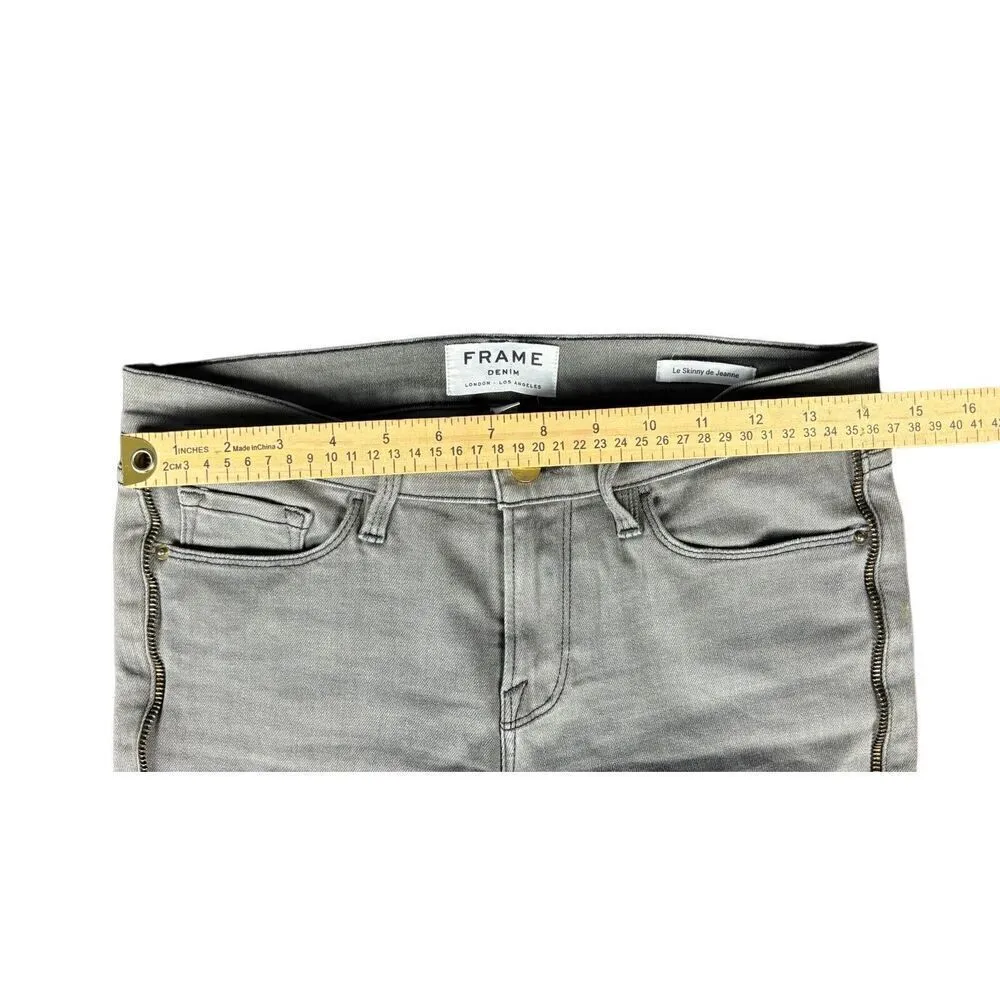 Frame Thatcher Le Skinny de Jeanne Size 27 Zipper Trimmed Gray Wash Jeans Ankle - Image 10