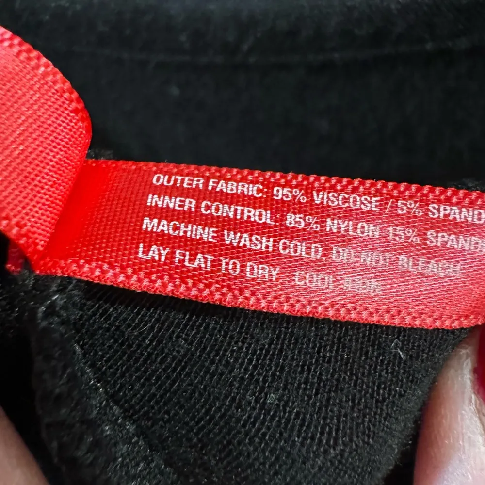 Ruby‎ Ribbon Fully Lined Shapewear Scoop Neck Black Jersey Knit Blouse Large - Image 6