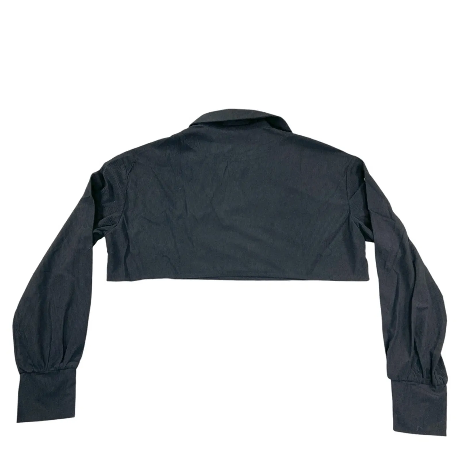 Area Stars Micro Waffle Cropped Top Black Long Sleeve V Neck Collar Size L NEW Size L - Image 2