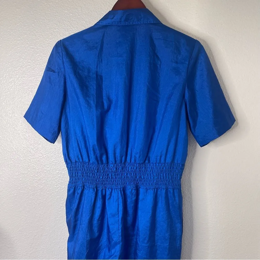 Vintage Laura & Jane Size Small Vibrant Blue 80s Jumpsuit - Image 9