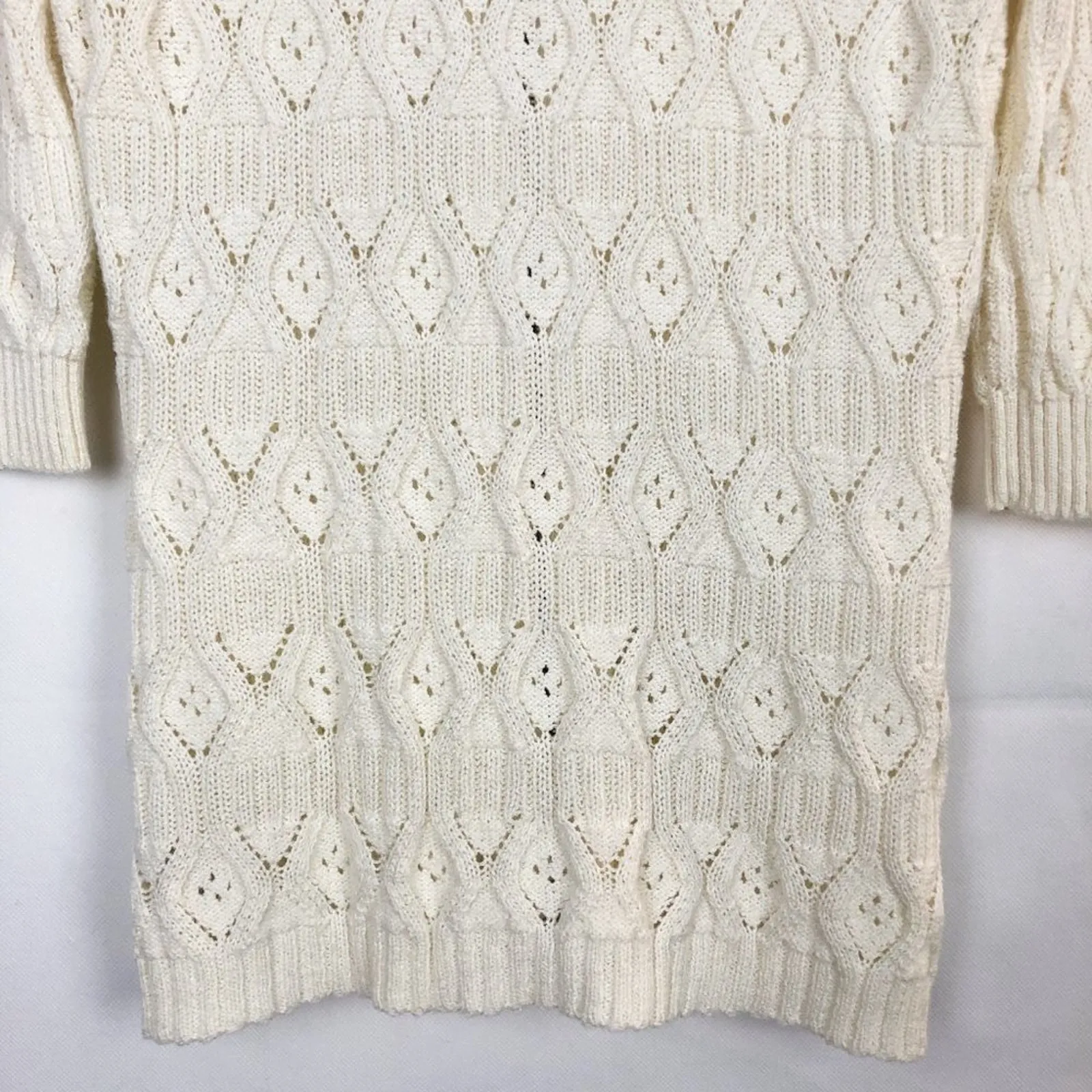 DKNY Jeans 3/4 Sleeve Open Knit Full Zip Cardigan Size M - Image 10