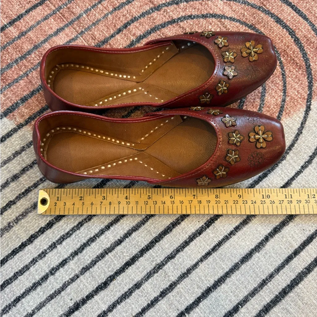 India fancy Embellished Brown Flats Size 7 - Image 3