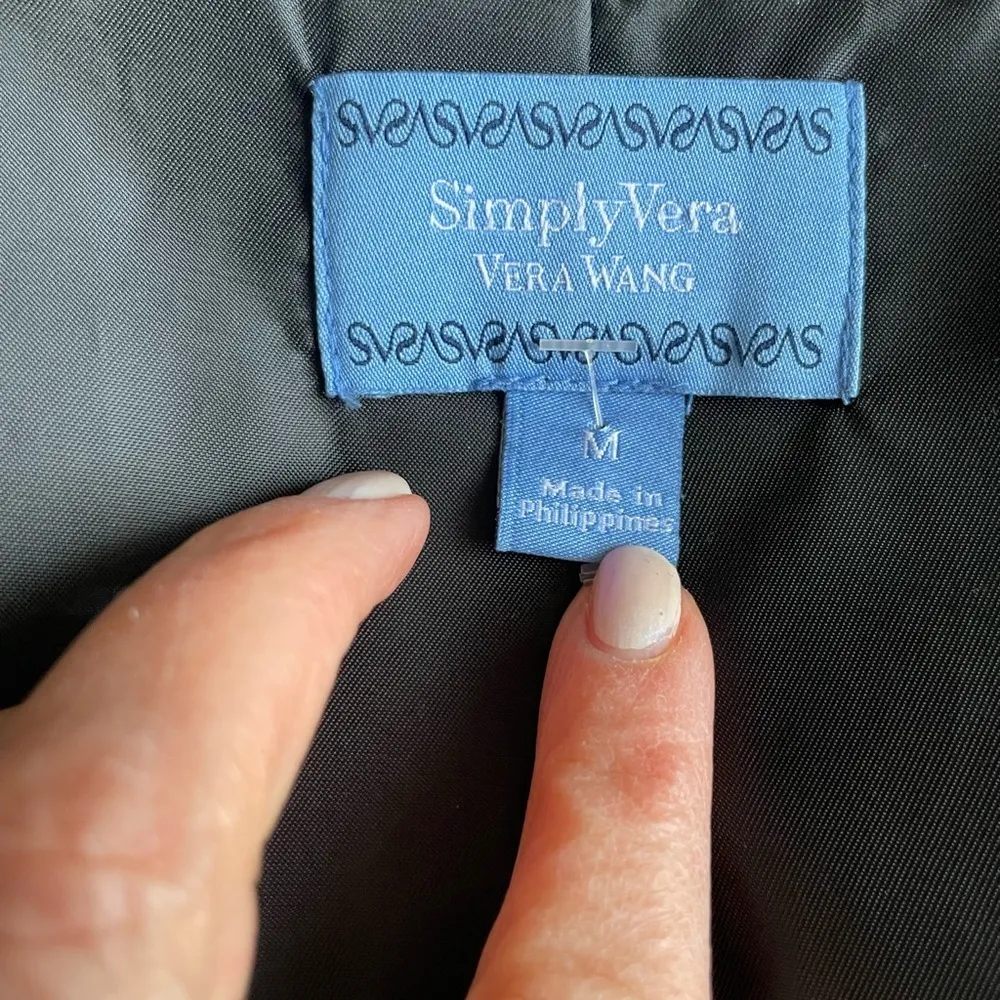 Simply Vera Vera Wang Women’s Black Wool Blend Trench Swing Coat Sz M - Image 6