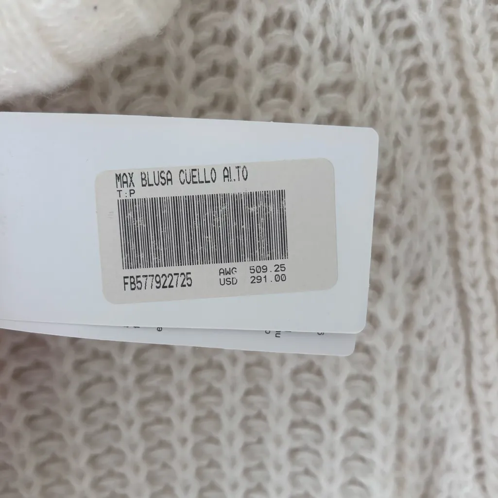 Carmen Steffens Maison White Cream Chunky Knit Sweater Dress Turtle Neck NWT - Image 3