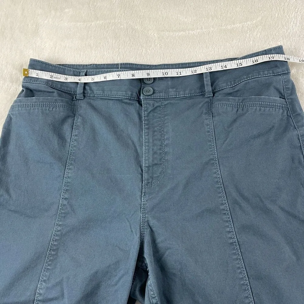 Loft Outlet High Rise Straight Leg Pants Womens 14 Blue Front Seam Stretch SHORT - Image 7
