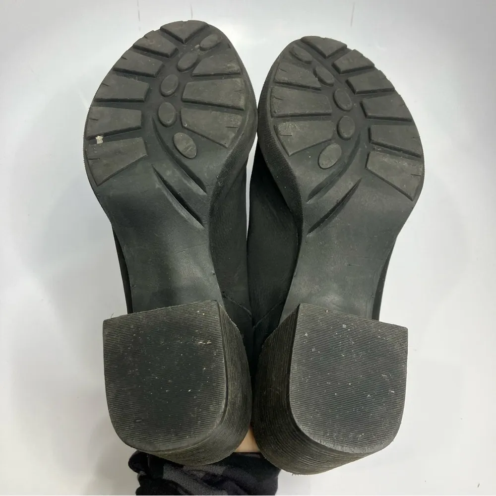 OTBT split black leather clog mules block‎ heel side 10 - Image 9