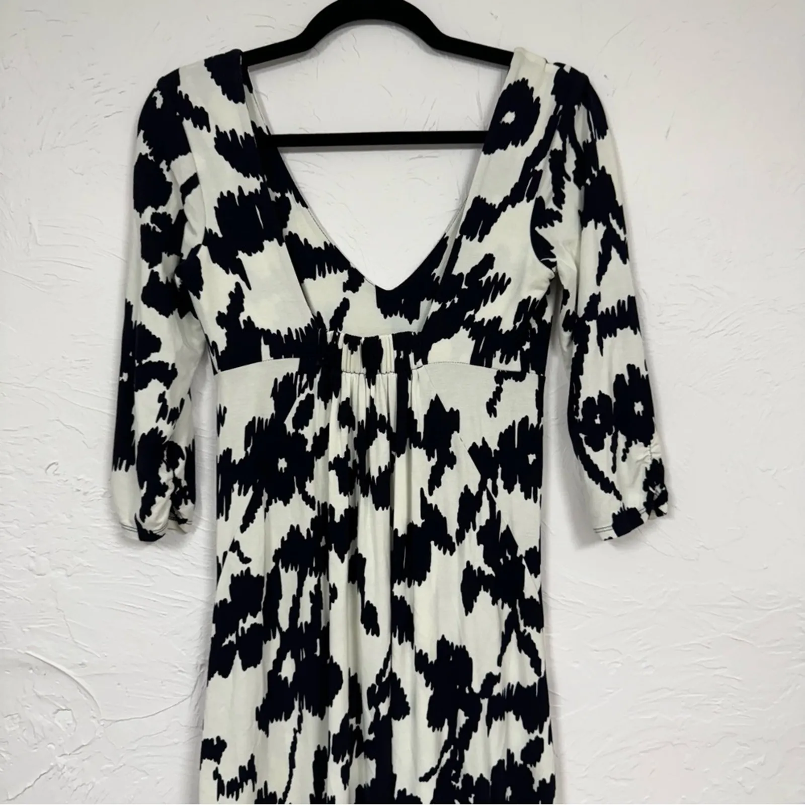 Cabi Navy Blue & White 3/4 Sleeve Jersey Knit Casual Dress Womens S  Scoop Neck - Image 7