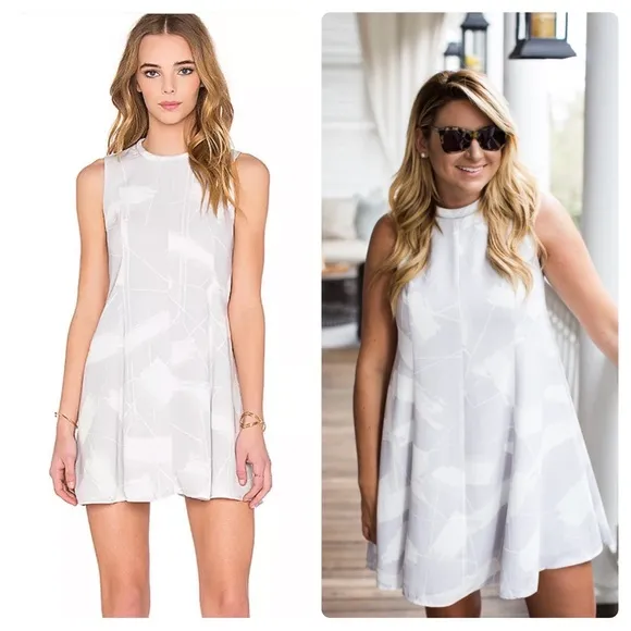 Keepsake Sun Up Grey Brushstroke Mini Dress Size Large - Image 2