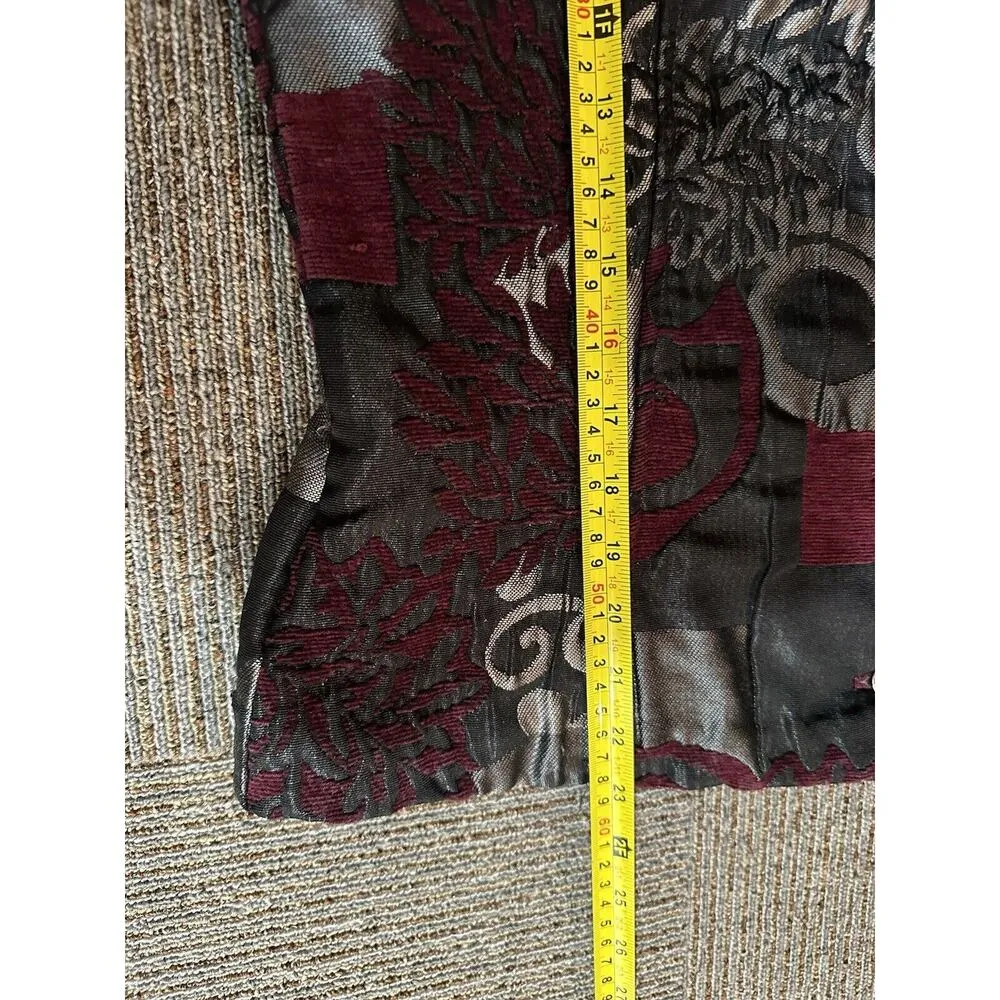 Christopher & Banks Tapestry Vest Size Medium Button Up Boho Granny Wine/Silver - Image 6