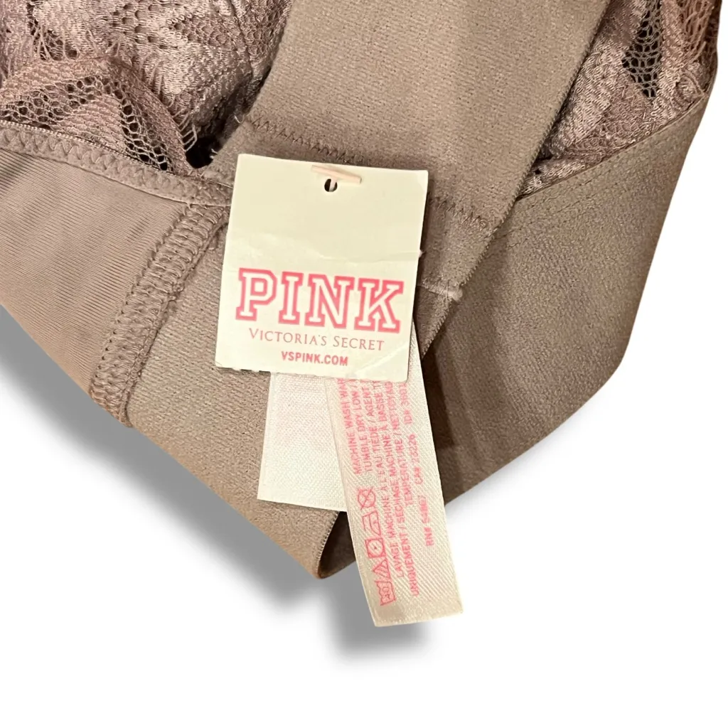 Victoria's Secret PINK Unlined T-Back Lace Bralette Small Mauve Pink Sexy A-1 - Image 5