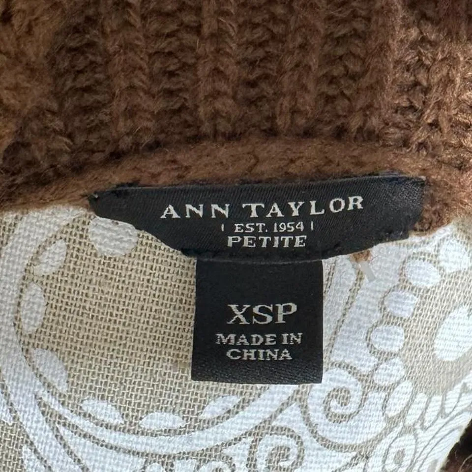 Ann Taylor XSP Sweater Dress Brown Neutral Clean Girl Turtle Neck Classy Staple - Image 4