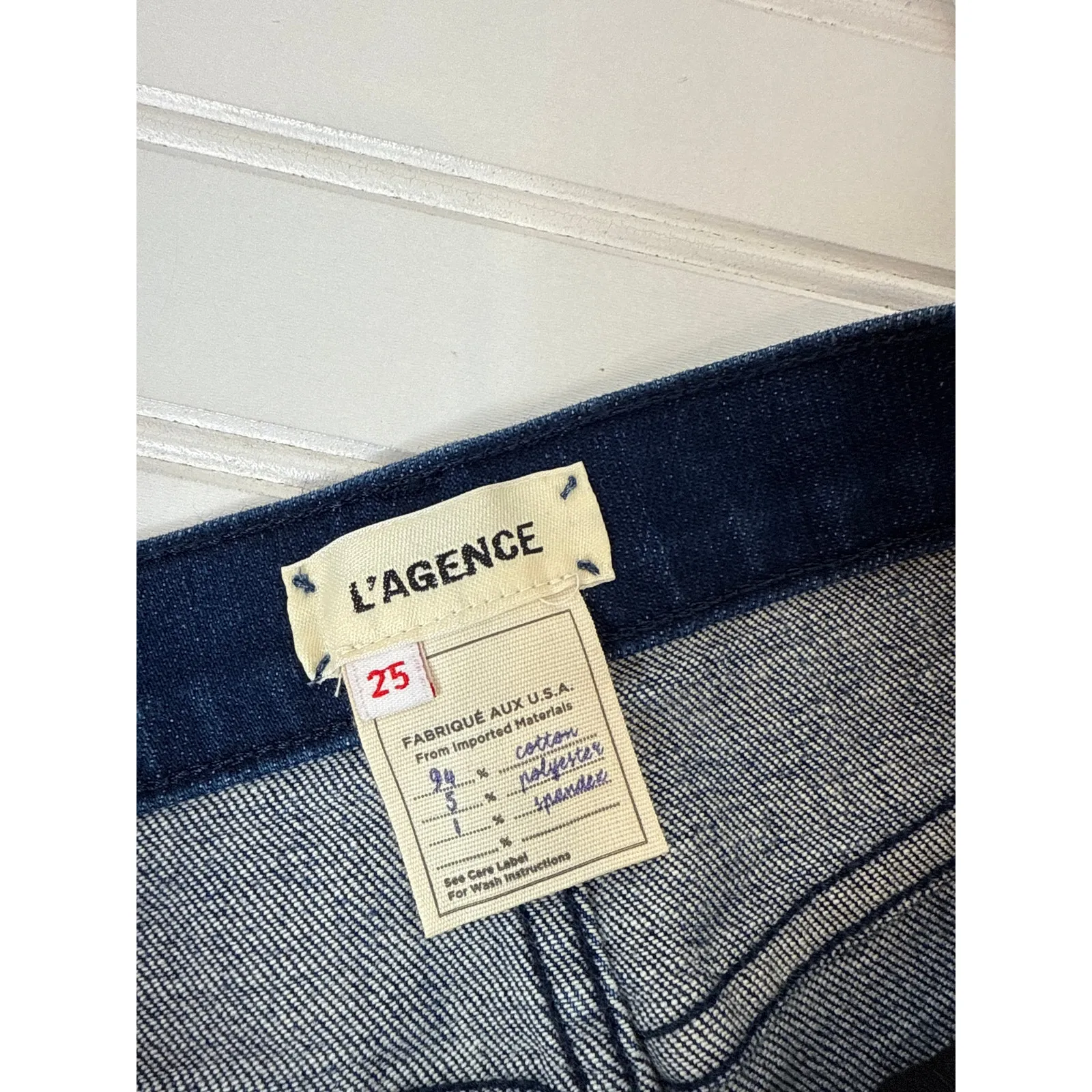 NWT L’AGENCE AUDREY Denim Shorts Cream & Blue Raw Hem Mid Rise Bundle Size 25 - Image 15