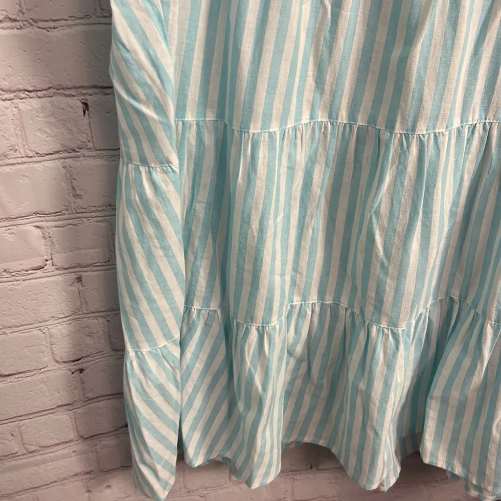 Tyler Boe Carter baby blue flared midi dress embroidery size medium linen cotton White - Image 6