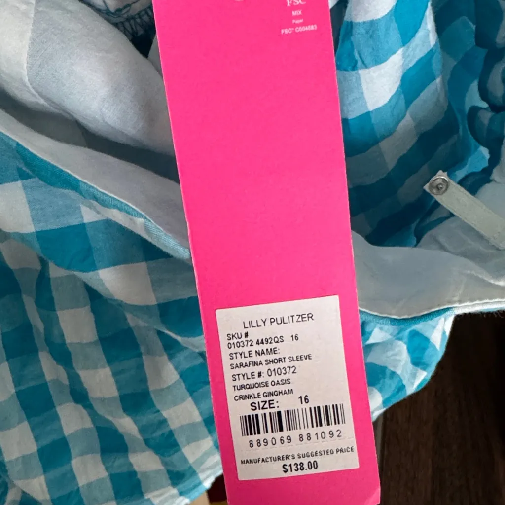 Lilly Pulitzer Blue and White Gingham Top - Image 3