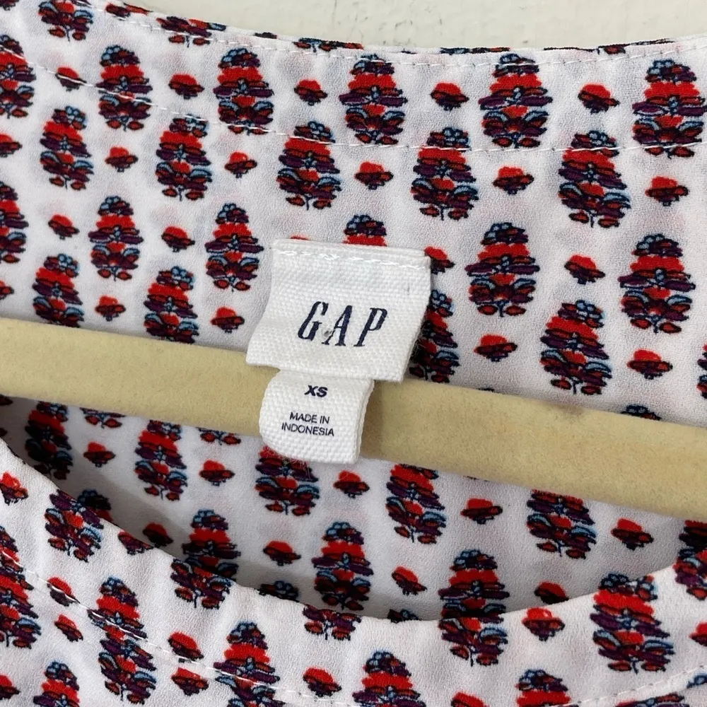 Gap Long Sleeve Boho Peasant Prairie Blouse Top ~ Ivory Frost Paisley ~ Size XS - Image 5