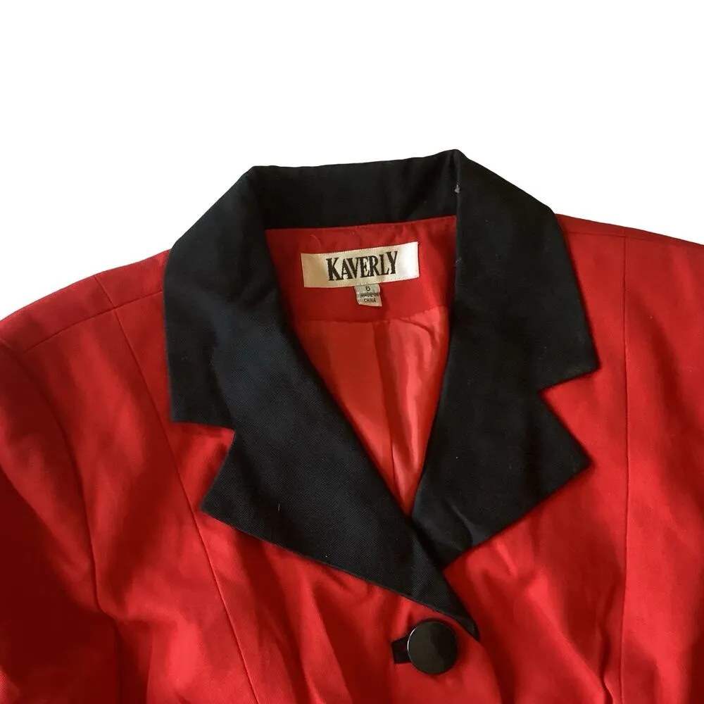 Vintage Kaverly Suit Jacket Red Size 6 - Image 4