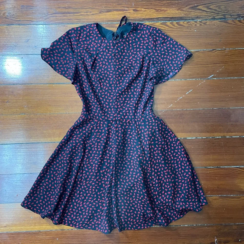 Adelyn Rae Black & Red Floral Flutter Flirty Mini Dress - Size XS - Image 9