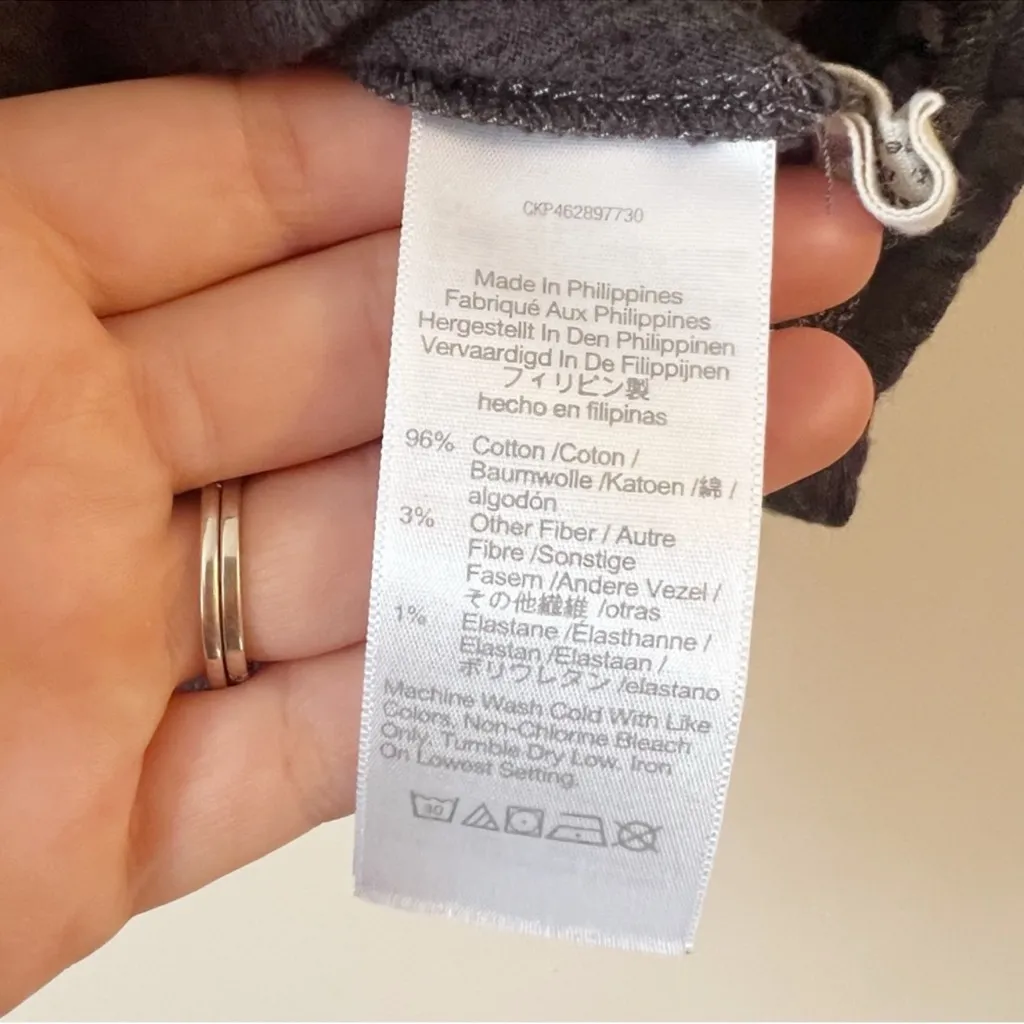 Madewell Knit Lightspun Ruched Front Crop Top Black Coal V-neck Size Medium - Image 6