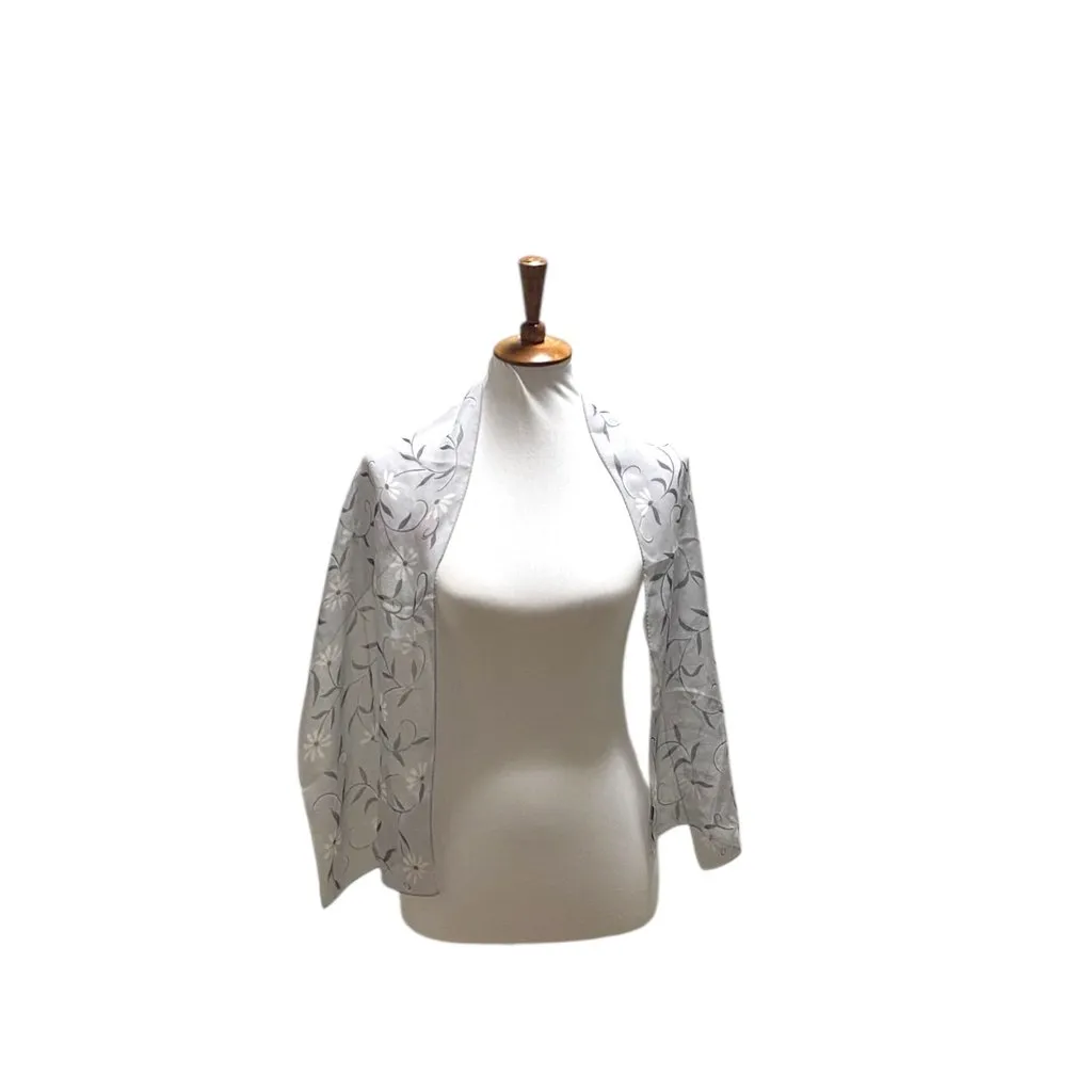 Echo Silk Floral Print Scarf Gray One Size Grandmacore - Image 8