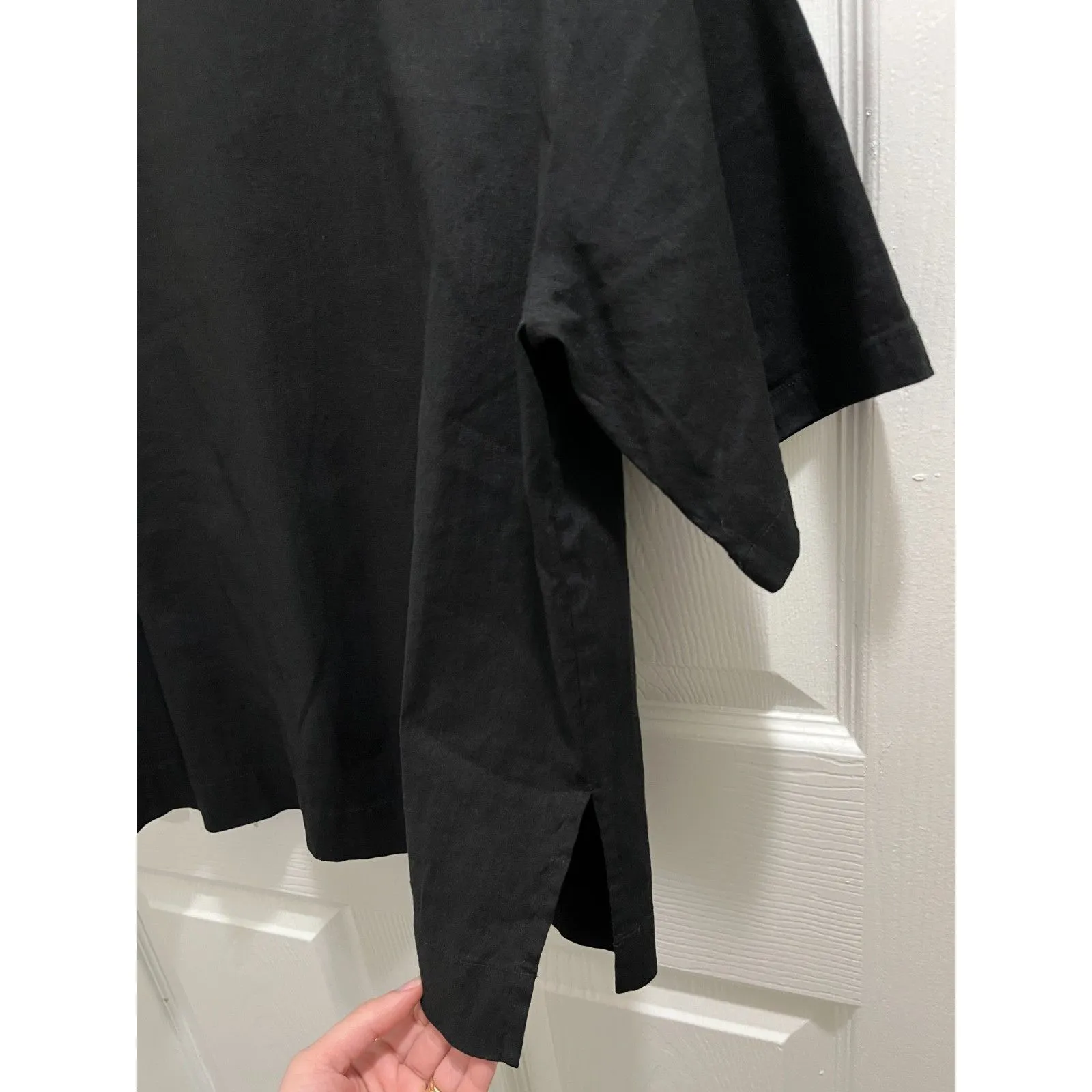 VINCE Linen Spandex Blend Slouchy Oversized Boxy Fit Top Size XS Blouse Black - Image 8