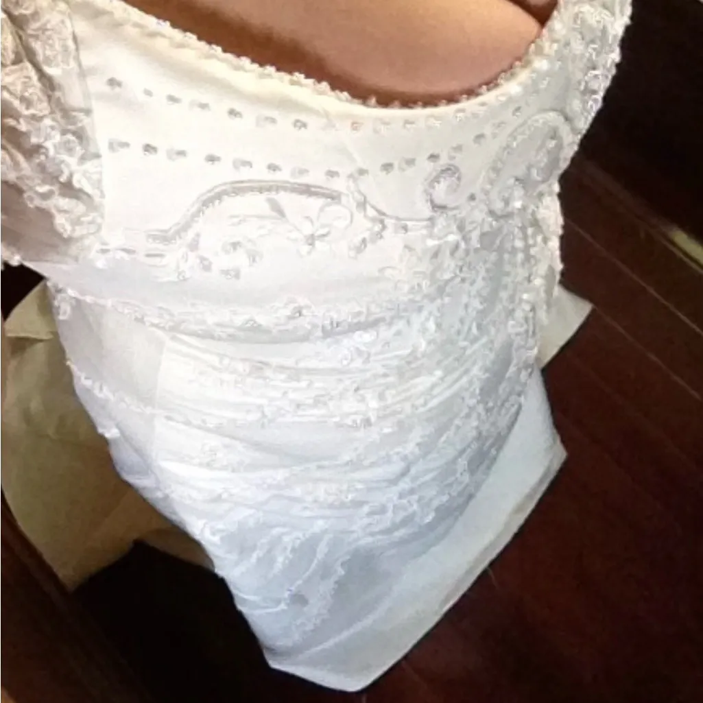 Timeless Beauty 846 Plus Size Ivory Fitted Beaded Embroidery Wedding Dress 20 - Image 11