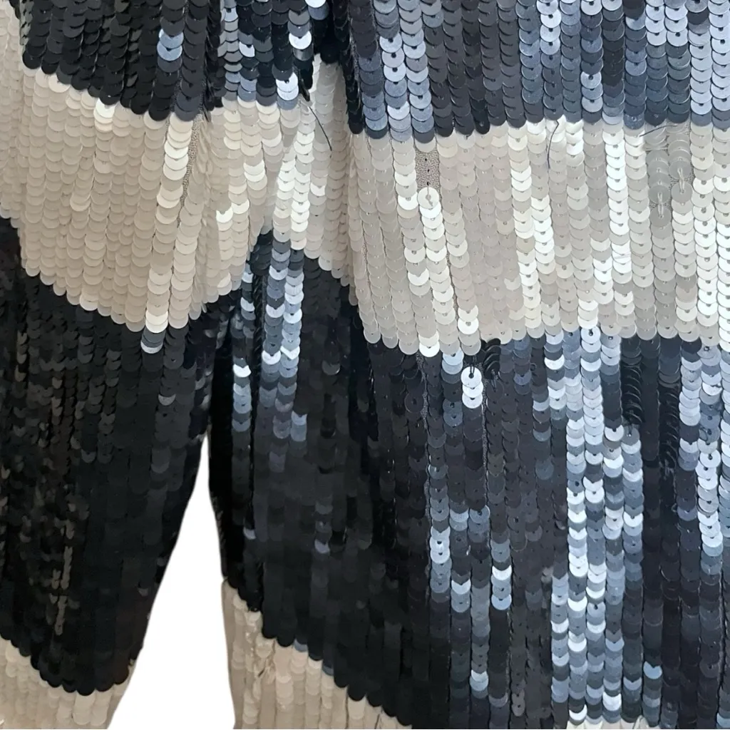 NWT AS BY DF Sequin Rugby Colorblock Long Sleeve Tee in Witching Hour Blue Small White - Image 14