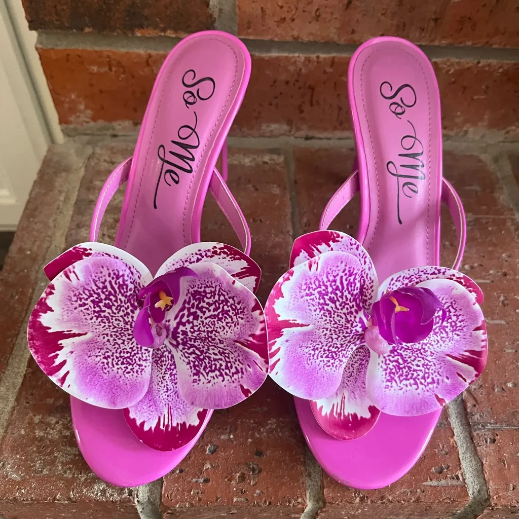 SO ME pink patent orchid heels Size 7 - Image 4
