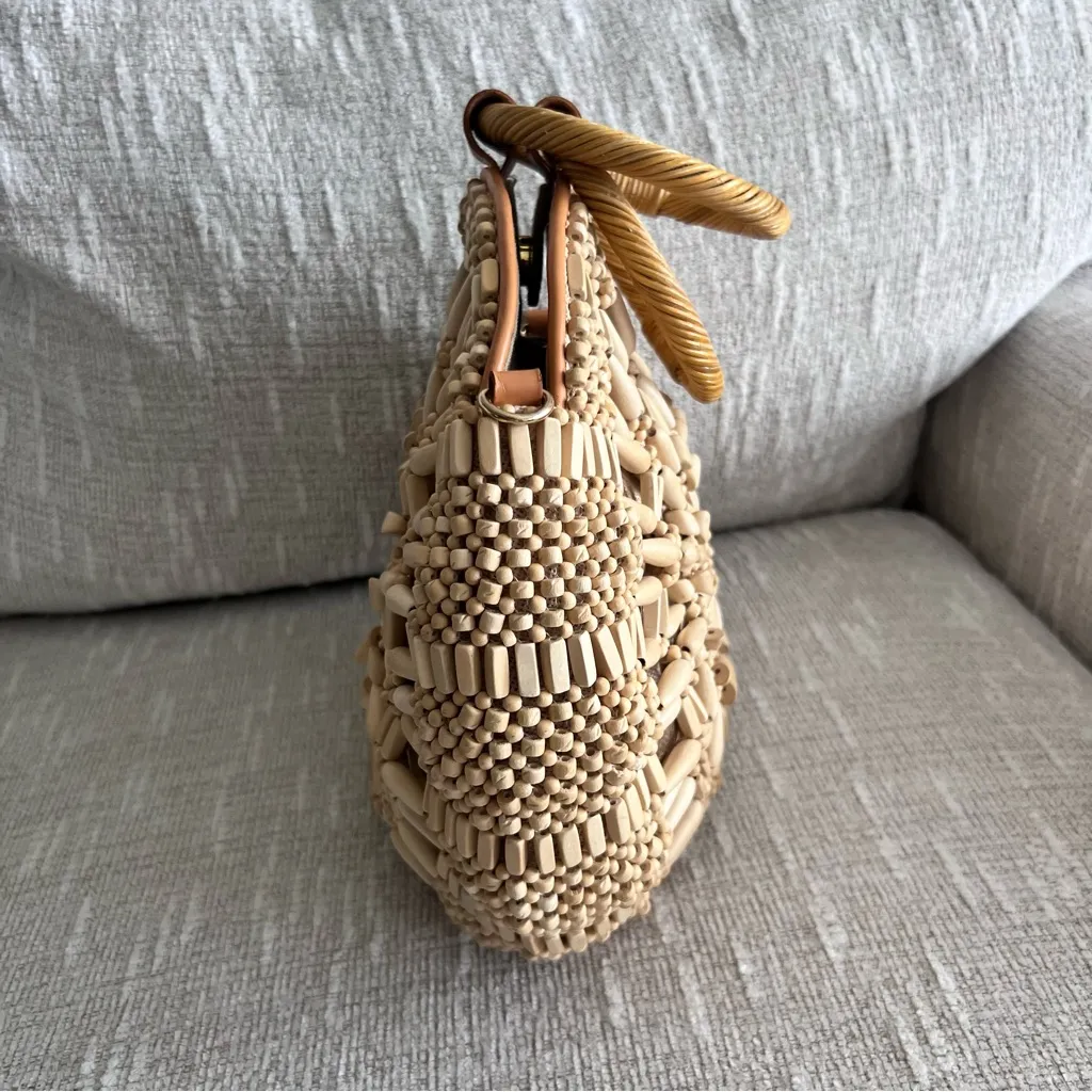 Aranaz Raffia Top Handle Tan Handbag - Image 3