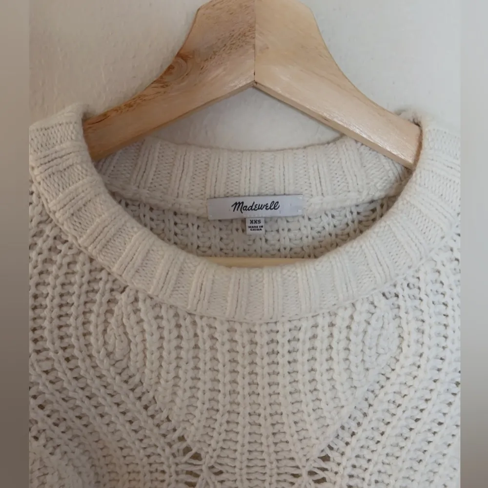 Madewell Everett Rib-Play Wool/Alpaca Blend Pullover Sweater White Size XS - Image 6