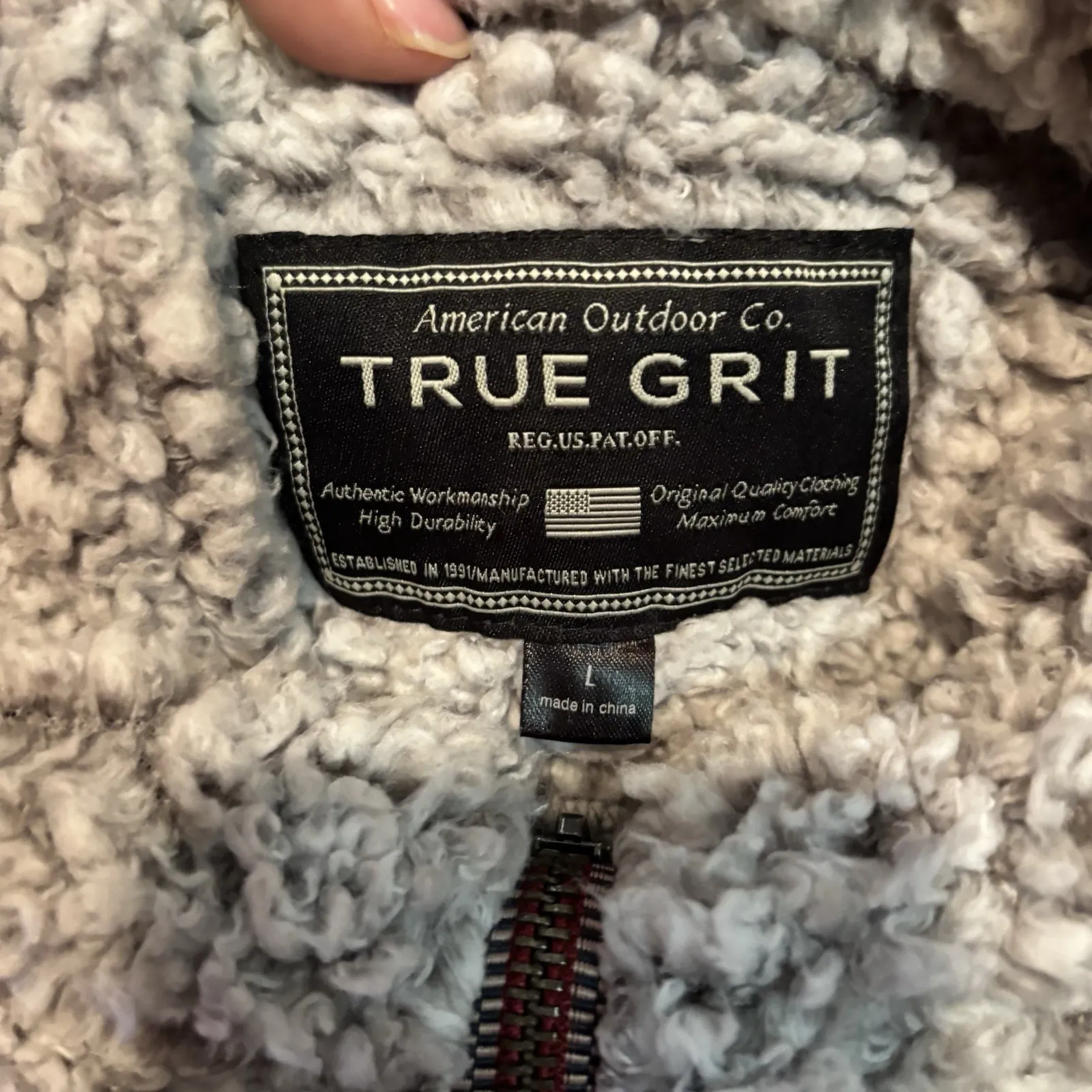True Grit Frosty Tipped Sherpa Pullover Women's Large Gray 1/4 Zip‎ Fleece Soft - Image 3