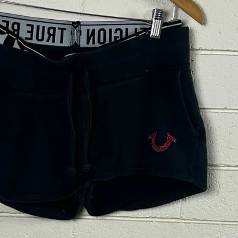 True Religion Black Logo Sweat  Shorts size M - Image 8