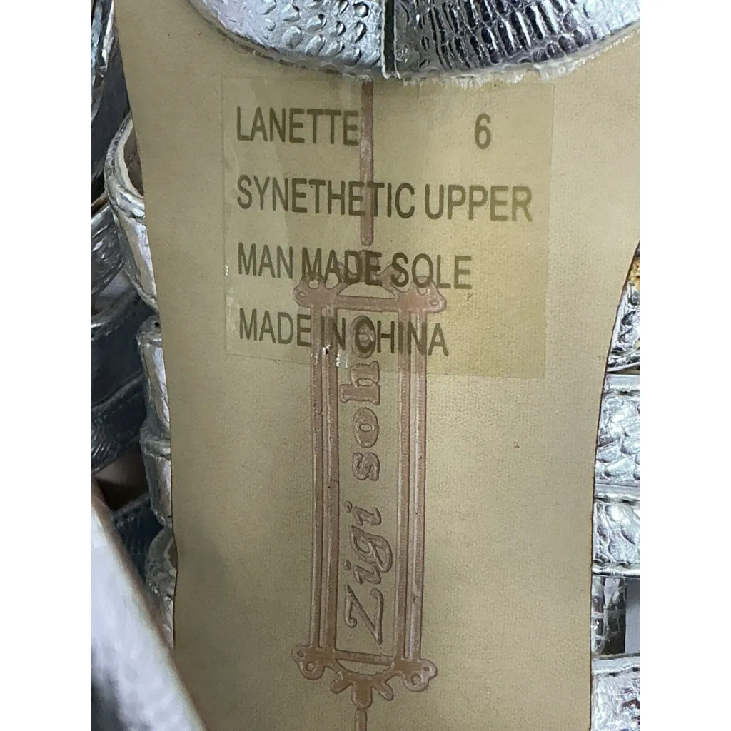 Womans Zigisoho Lanette Size 6 Silver Strappy Open Toe Sling Back Platform Heels - Image 8