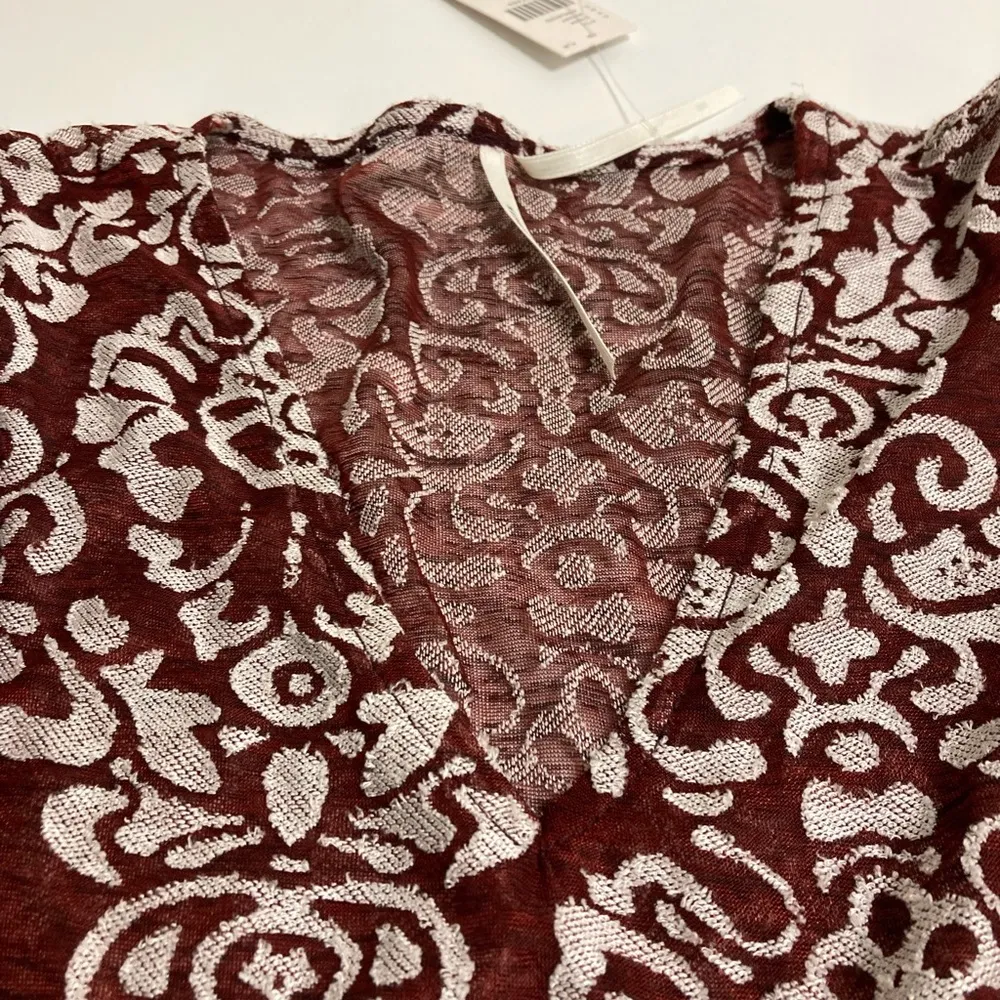 NWT Anthropologie (Burgundy & white/bone) Floral design/print - Image 11