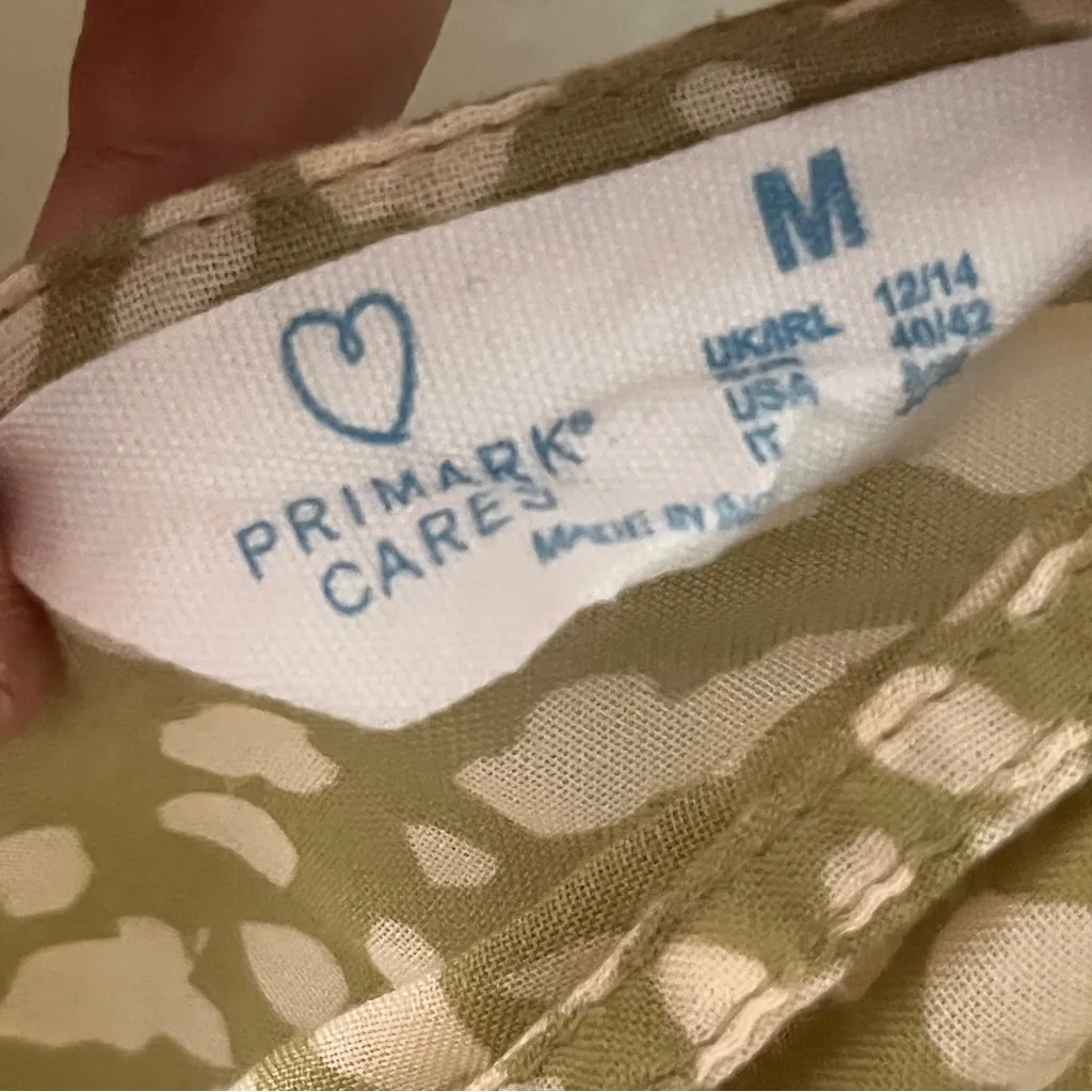Primark Green and Cream Patterned Dress Medium Large - Image 4