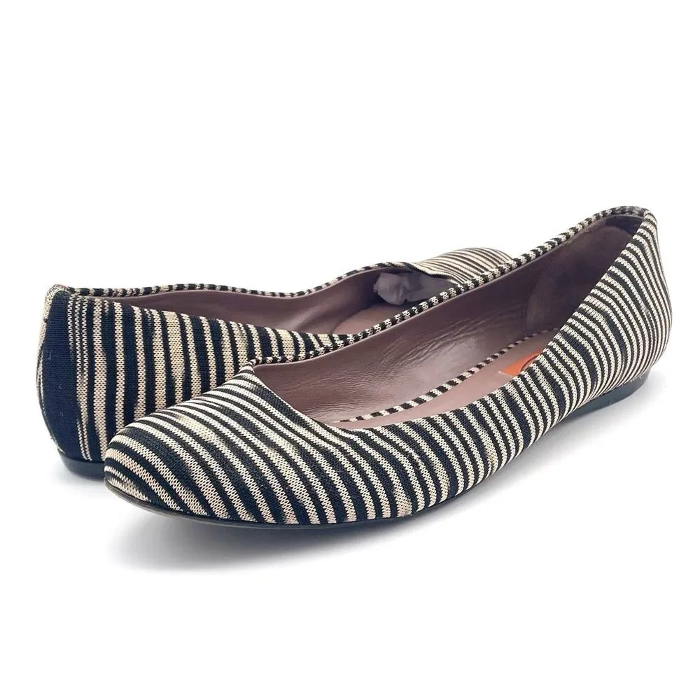 Missoni Ballet Flats Striped Fabric Black Tan Ballerina Flat Size 38.5 | US 8.5 - Image 16