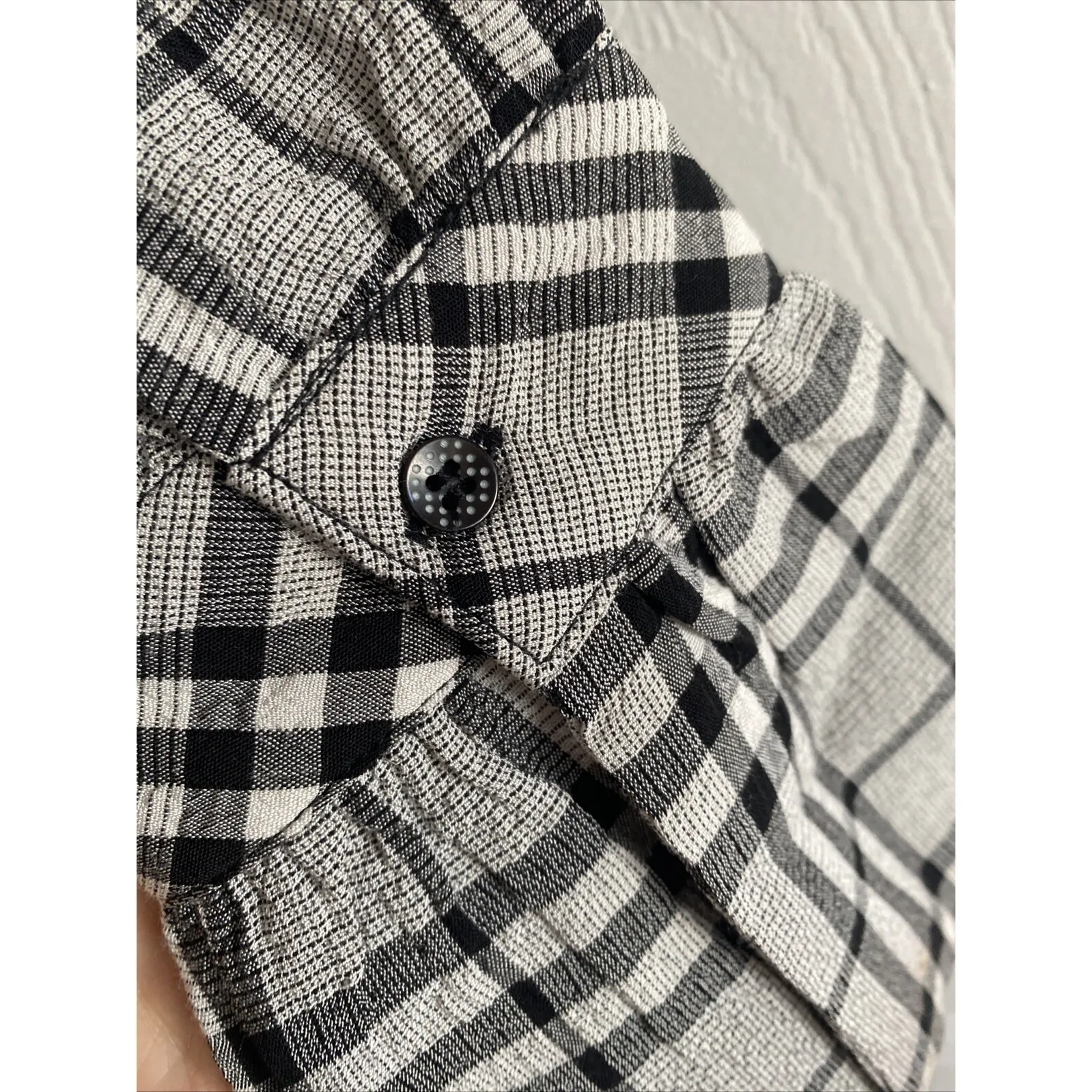 Patrizia Luca Milano Womens Small Black Top Plaid Sleeve Dark Academia NEW Class - Image 7