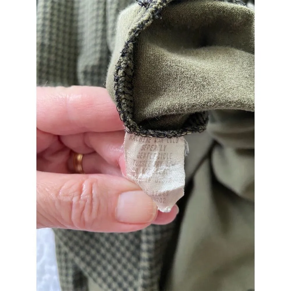 TAPEMEASURE Vintage Houndstooth Tunic Olive Green Boat Neck Lagenlook Size L Size L - Image 3