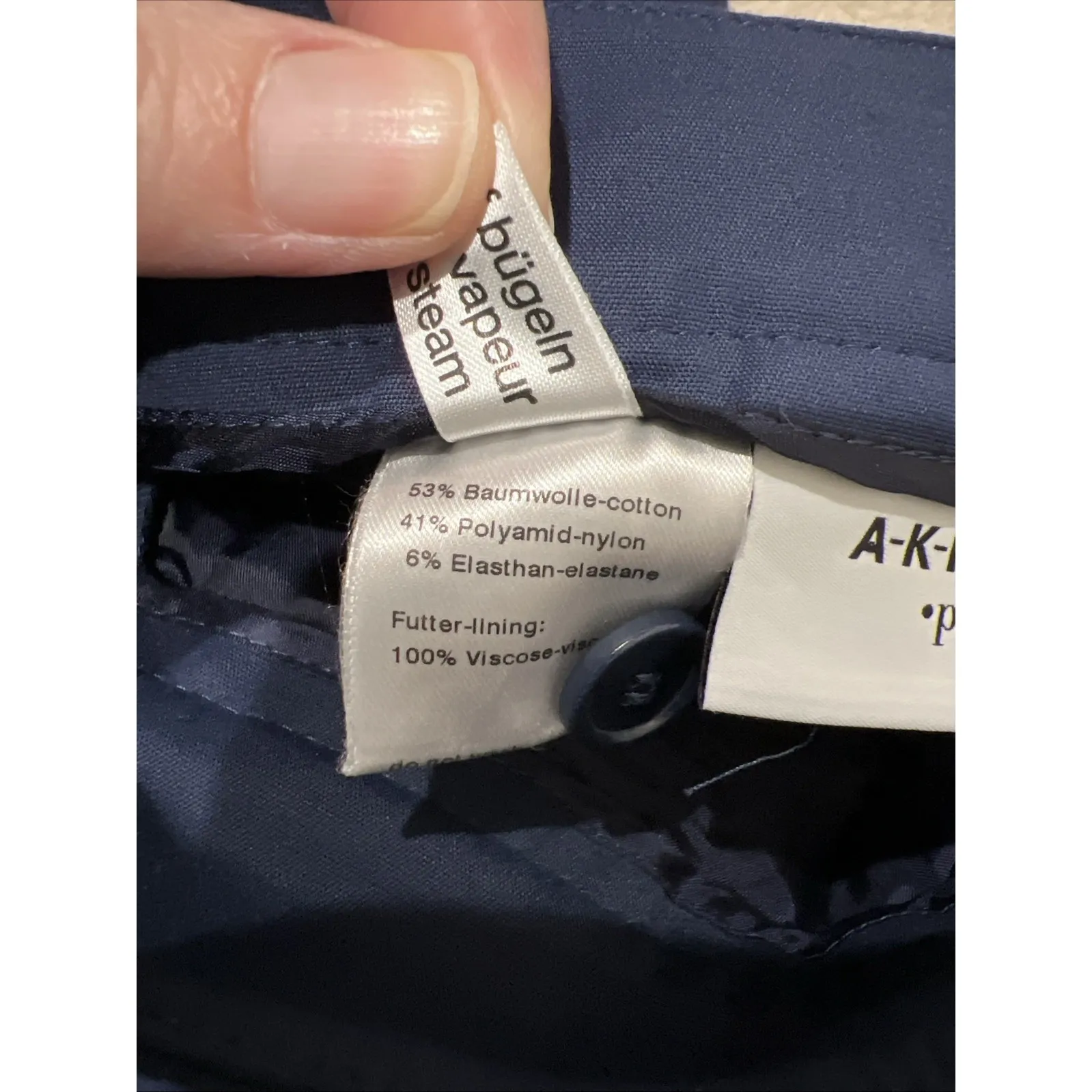 Akris Punto Women's Navy Dress Pants Size US 8 Front Seam Side Zip Career FLAW - Image 6