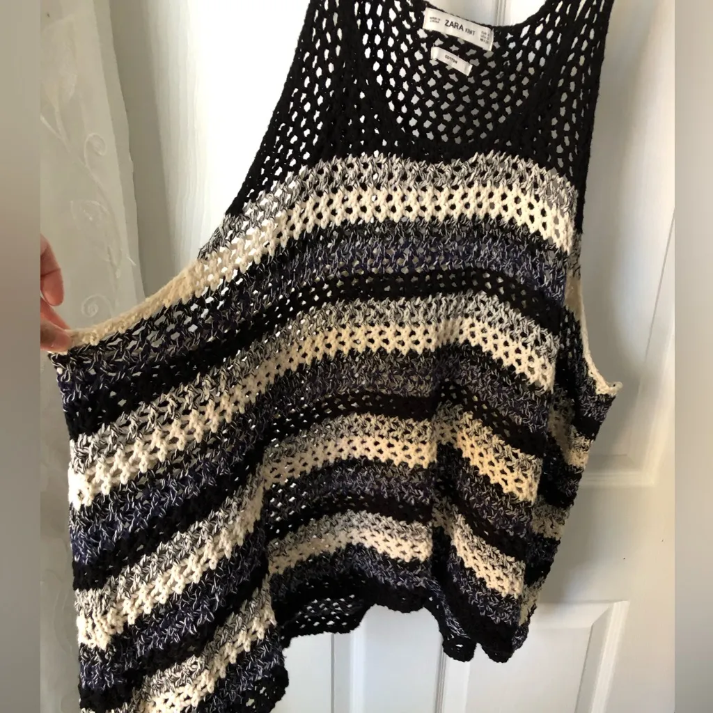 Zara Striped Knit oversized baggy vest cotton women size S - Image 6