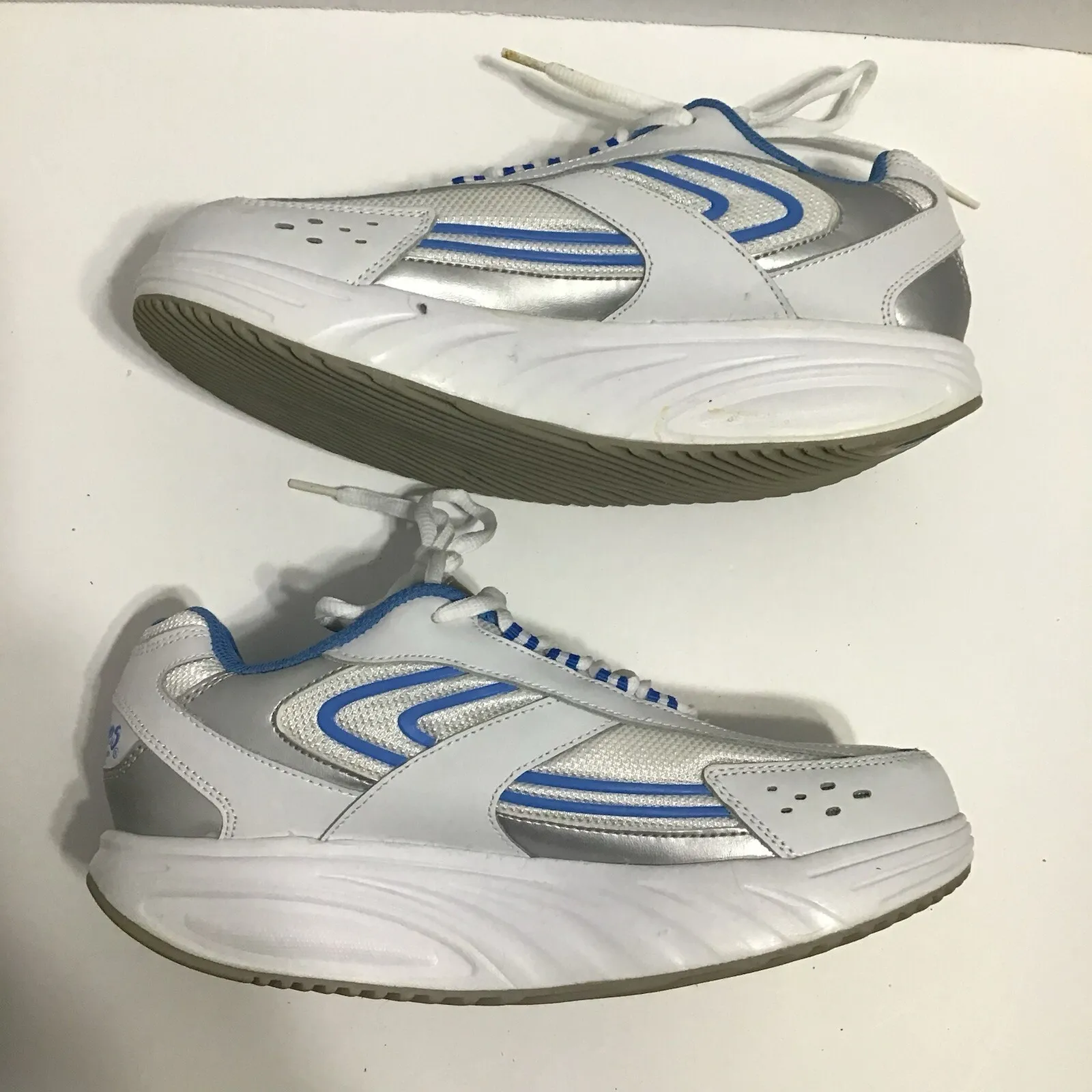 Curves‎ for Women Sneakers Ladies Fitness Shoes Size 8 White & Blue Leather - Image 5
