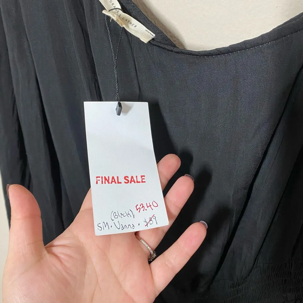 Grade & Gather Black Satin One Shoulder Midi Dress NWT Size Small - Image 5