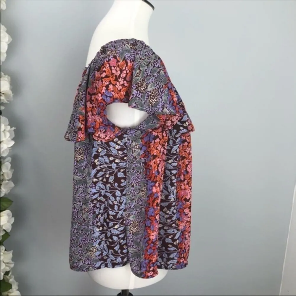 Anthro Maeve Villita Boho Floral Off Shoulder Blouse Medium - Image 5