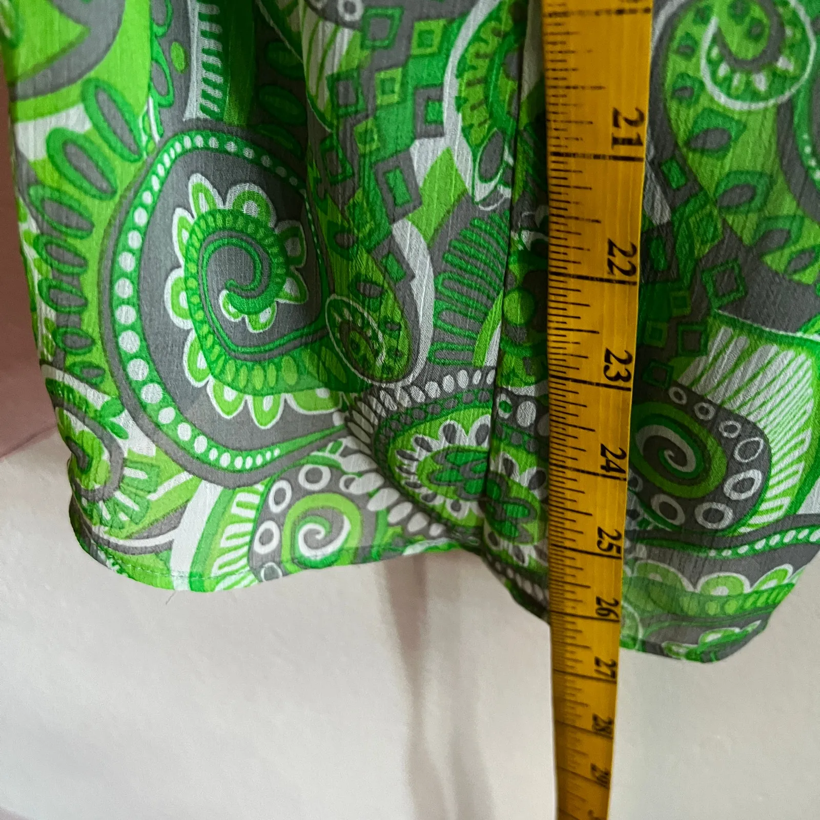 Vintage Paisley‎ Babydoll Top Sheer Y2K Boho Indie Retro Festival Medium Green - Image 5