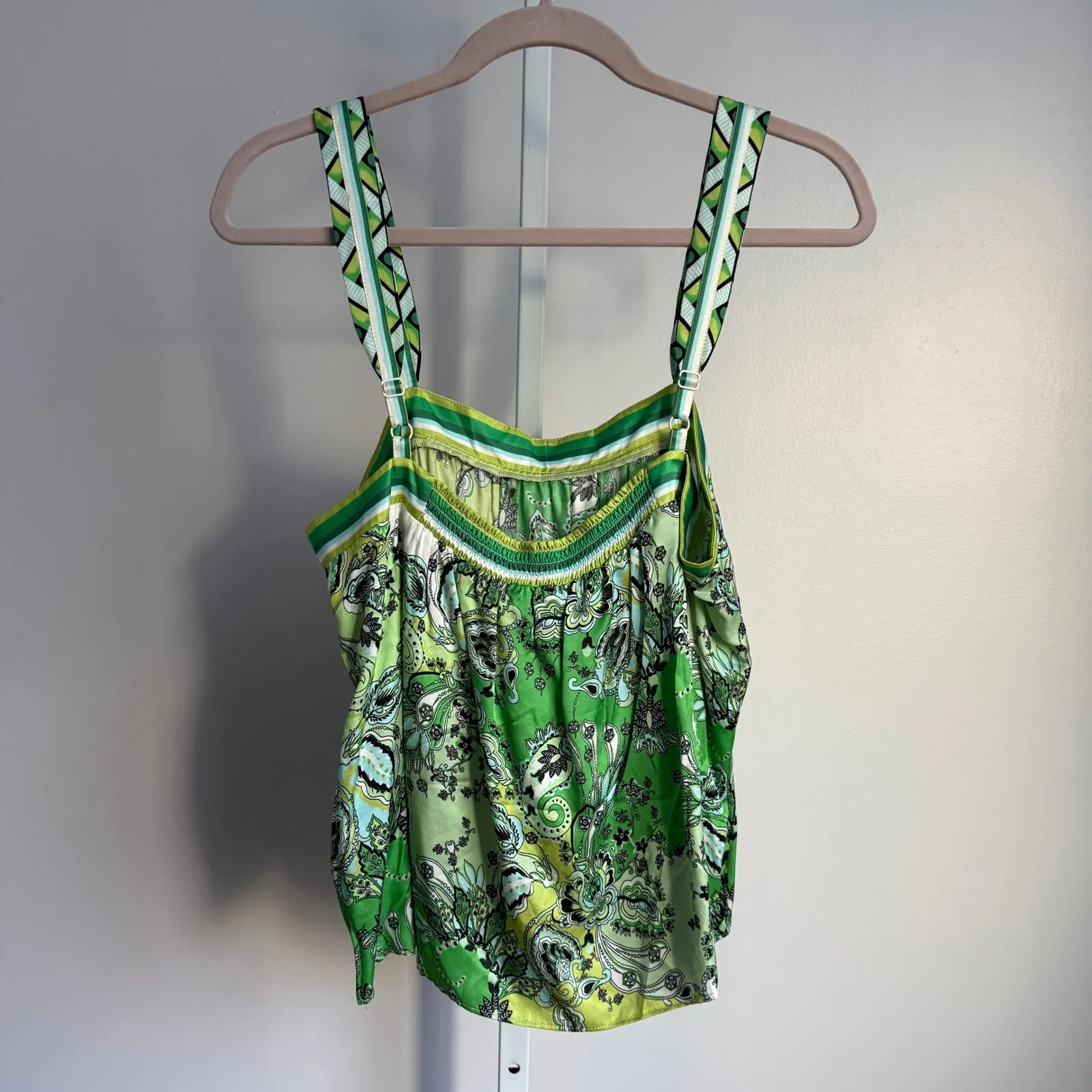 Hale Bob Green Floral Tank Top Sleeveless Casual‎ Blouse Summer Size S - Image 7