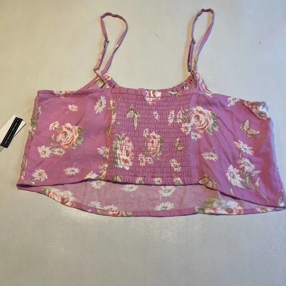 BP Floral Print Cami Top Pink Purple Butterfly Adjustable‎ Straps New XL - Image 10