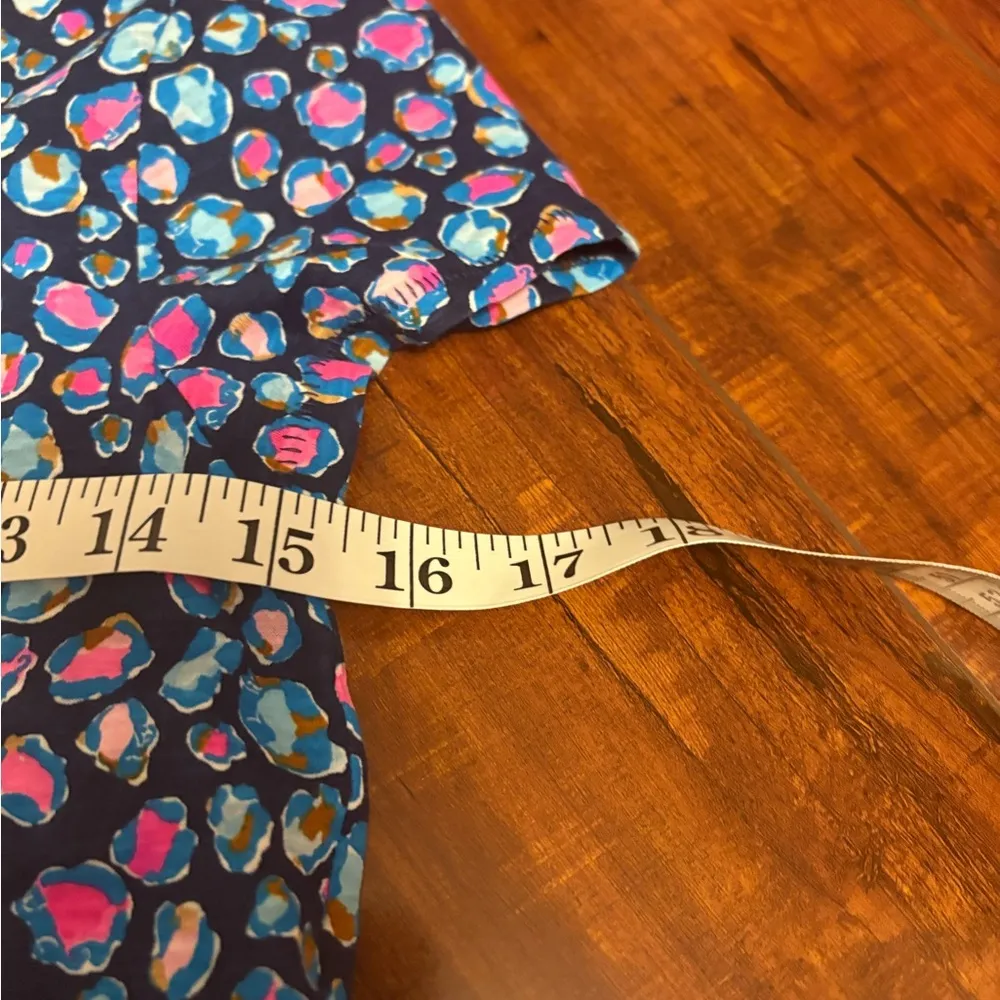 Lilly Pulitzer Etta V-Neck Seabreeze Blue Low Tide Navy Spotted Shirt Size Xxs - Image 12