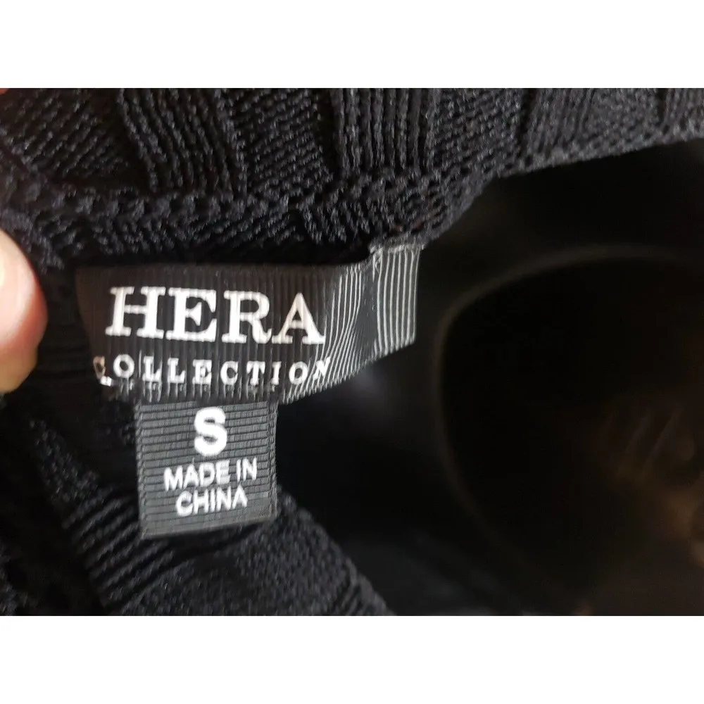 Hera Womens Black Eyelet Rayon Long Sleeve Mock Neck Knee Length Dress Small - Image 10