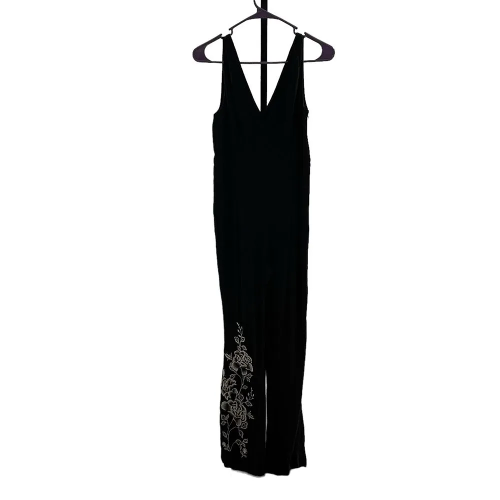 Anthropologie HD In Paris Women’s 0 Embroidered Wide Leg Jumpsuit Black Western‎ - Image 9