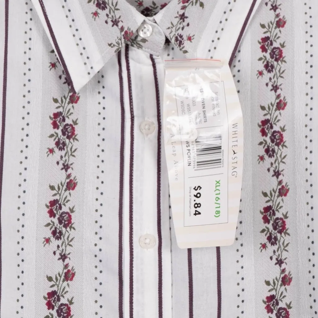 White Stag VTG Button Up Shirt XL 16 18 Womens NEW Striped Floral Easy Care - Image 6